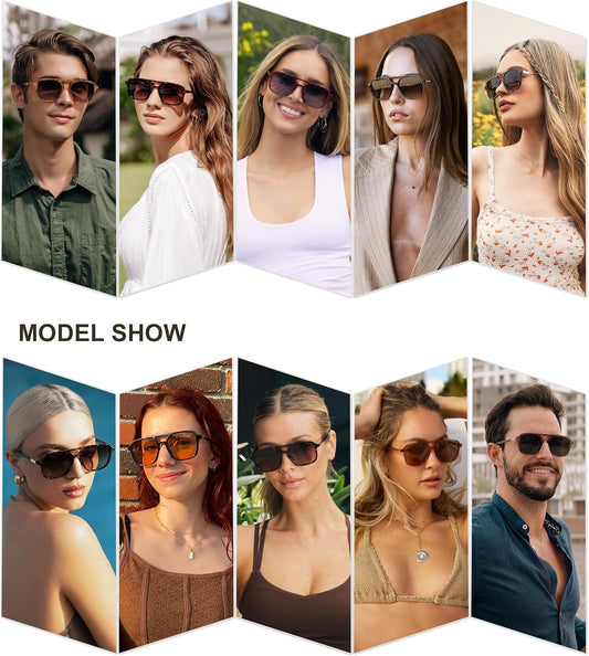SOJOS Retro Aviator Sunglasses Womens Mens,Trendy Rectangle Shades SJ2202
