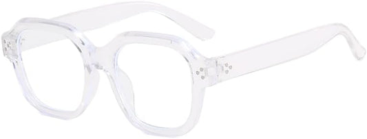 Retro Square Cat Eye Glasses - Rivet Design Blue Light Blocking Non-Prescription Frames for Women Men