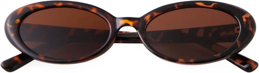 Oval Sunglasses for Women,90s Retro Small Trendy Shades