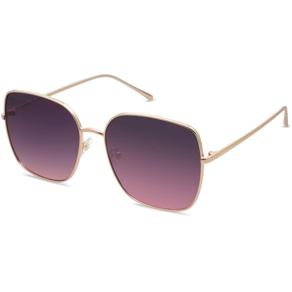 SOJOS Trendy Oversized Square Metal Frame Sunglasses for Women Men SJ1146