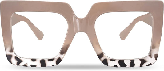 hoyuwak Oversized Square Blue Light Glasses Big Frame Computer Eyewear Thick Fashion Clear Glasses for Women Fashion