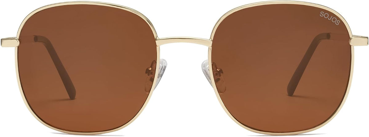SOJOS Classic Trendy Square Sunglasses for Women Men Cute Big Frame Gold Shades SJ1137
