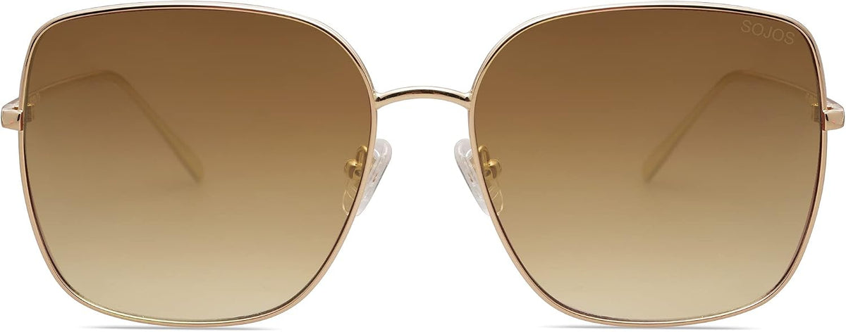 SOJOS Trendy Oversized Square Metal Frame Sunglasses for Women Men SJ1146