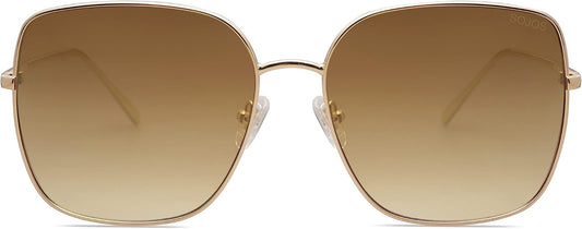 SOJOS Trendy Oversized Square Metal Frame Sunglasses for Women Men SJ1146
