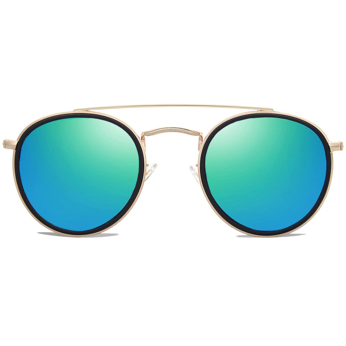 SOJOS Retro Vintage Round Polarized Sunglasses for Women Men Double Bridge Circle Sunnies SJ1104