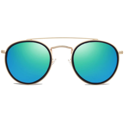 SOJOS Retro Vintage Round Polarized Sunglasses for Women Men Double Bridge Circle Sunnies SJ1104