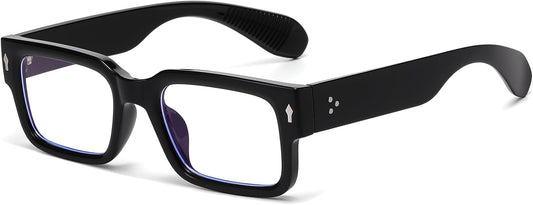 Breaksun Rectangle Glasses for Men Women Square Blue Light Glasses Thick Frame Black Eyeglasses