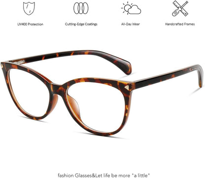 MEETSUN Non Prescription Glasses Frames For Women，Retro Cateye Fake Eyeglasses HD Clear Lens