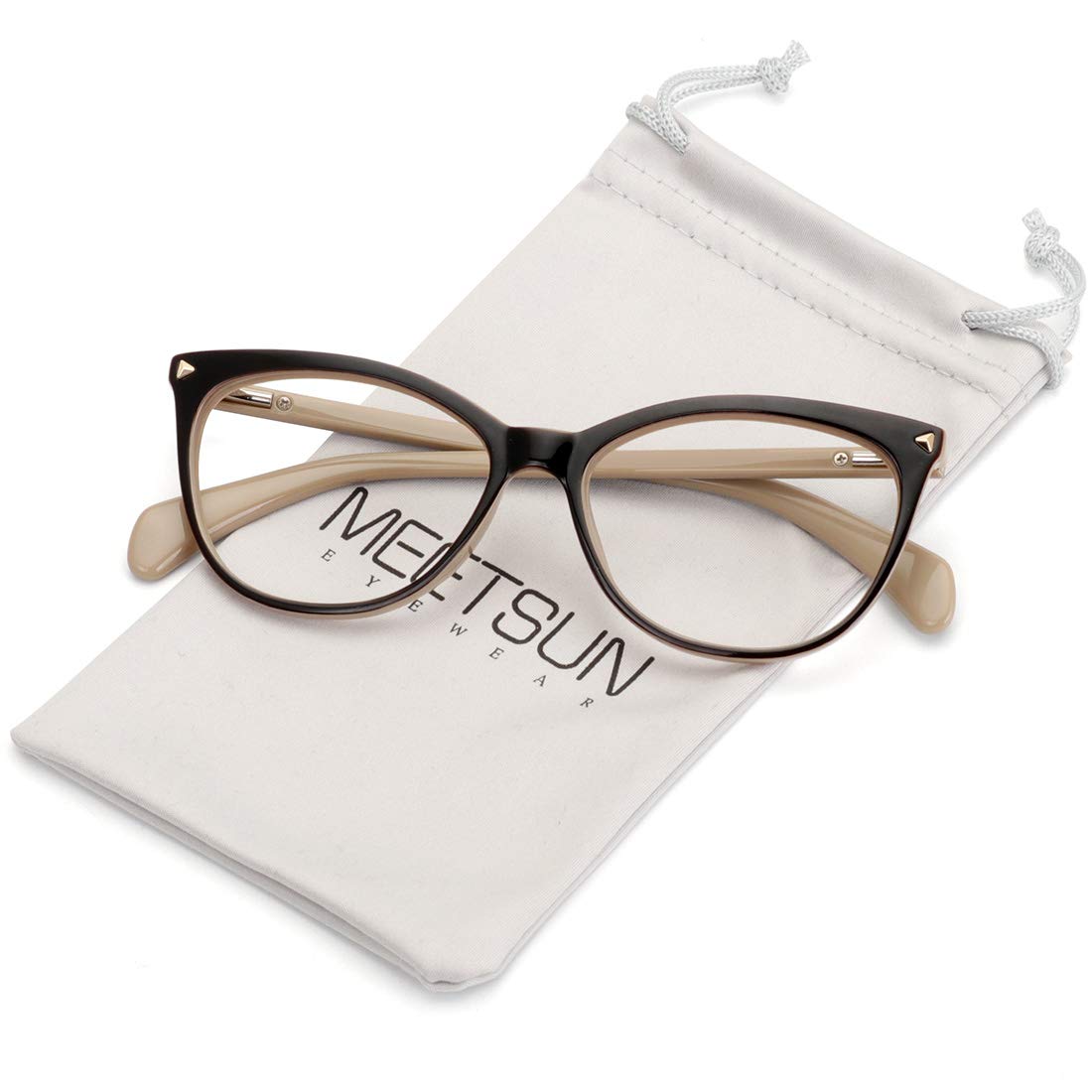 MEETSUN Non Prescription Glasses Frames For Women，Retro Cateye Fake Eyeglasses HD Clear Lens