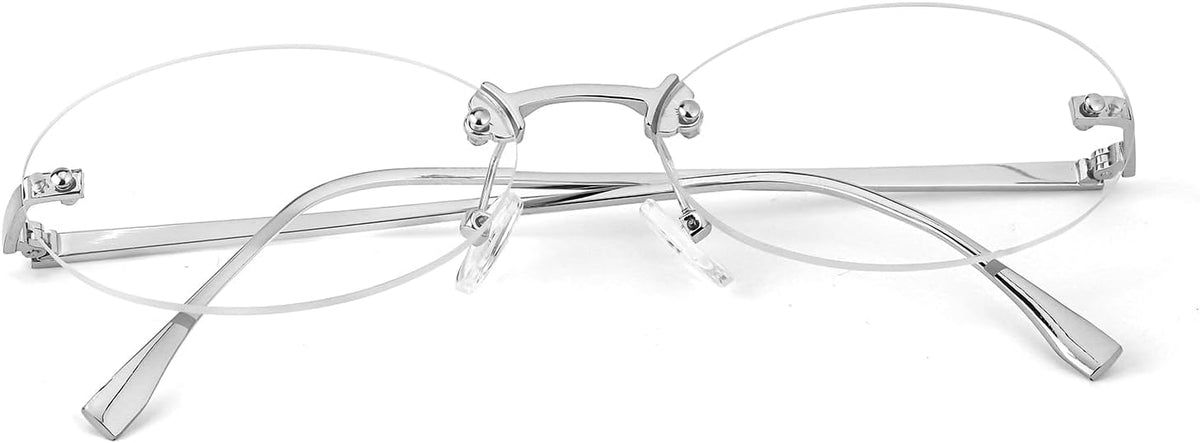 IGnaef Fashion Non Prescription Fake Glasses for Women Blue Light Blocking Oval Frameless IF6303