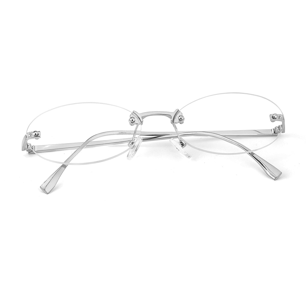 IGnaef Fashion Non Prescription Fake Glasses for Women Blue Light Blocking Oval Frameless IF6303