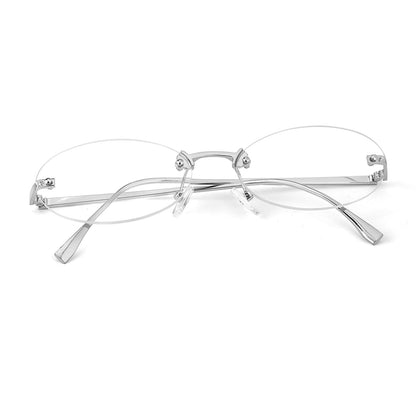 IGnaef Fashion Non Prescription Fake Glasses for Women Blue Light Blocking Oval Frameless IF6303