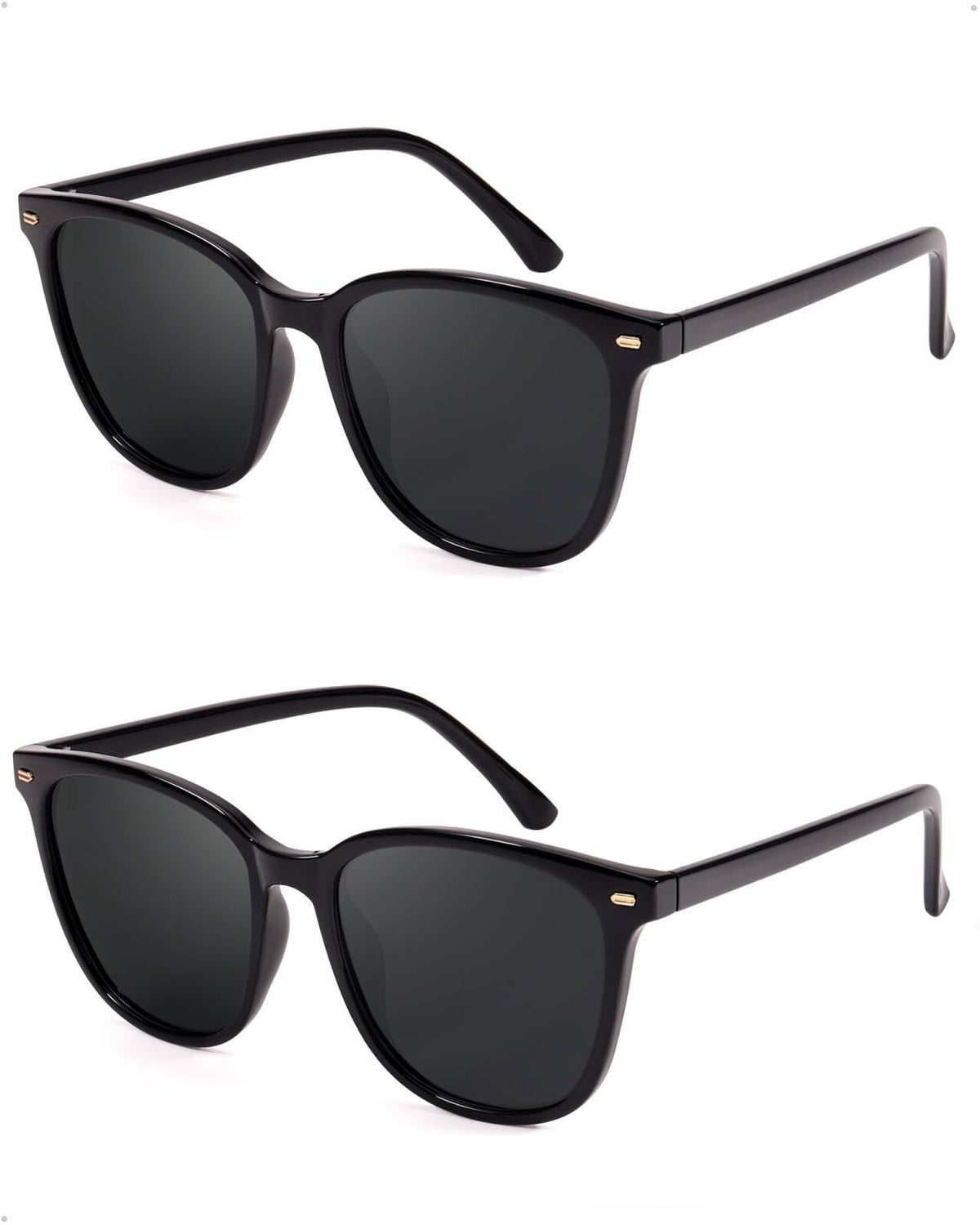 FIMILU 2 Packs Sunglasses for Women Polarized UV400 Protection Lens Big Frame Fashion Glasses Trendy Stylish Shade