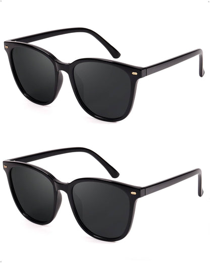 FIMILU 2 Packs Sunglasses for Women Polarized UV400 Protection Lens Big Frame Fashion Glasses Trendy Stylish Shade