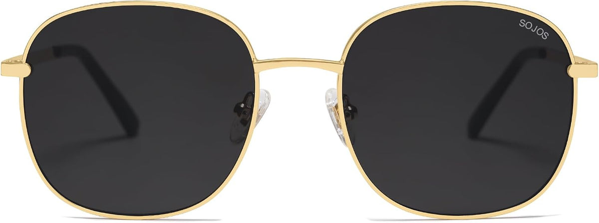 SOJOS Classic Trendy Square Sunglasses for Women Men Cute Big Frame Gold Shades SJ1137