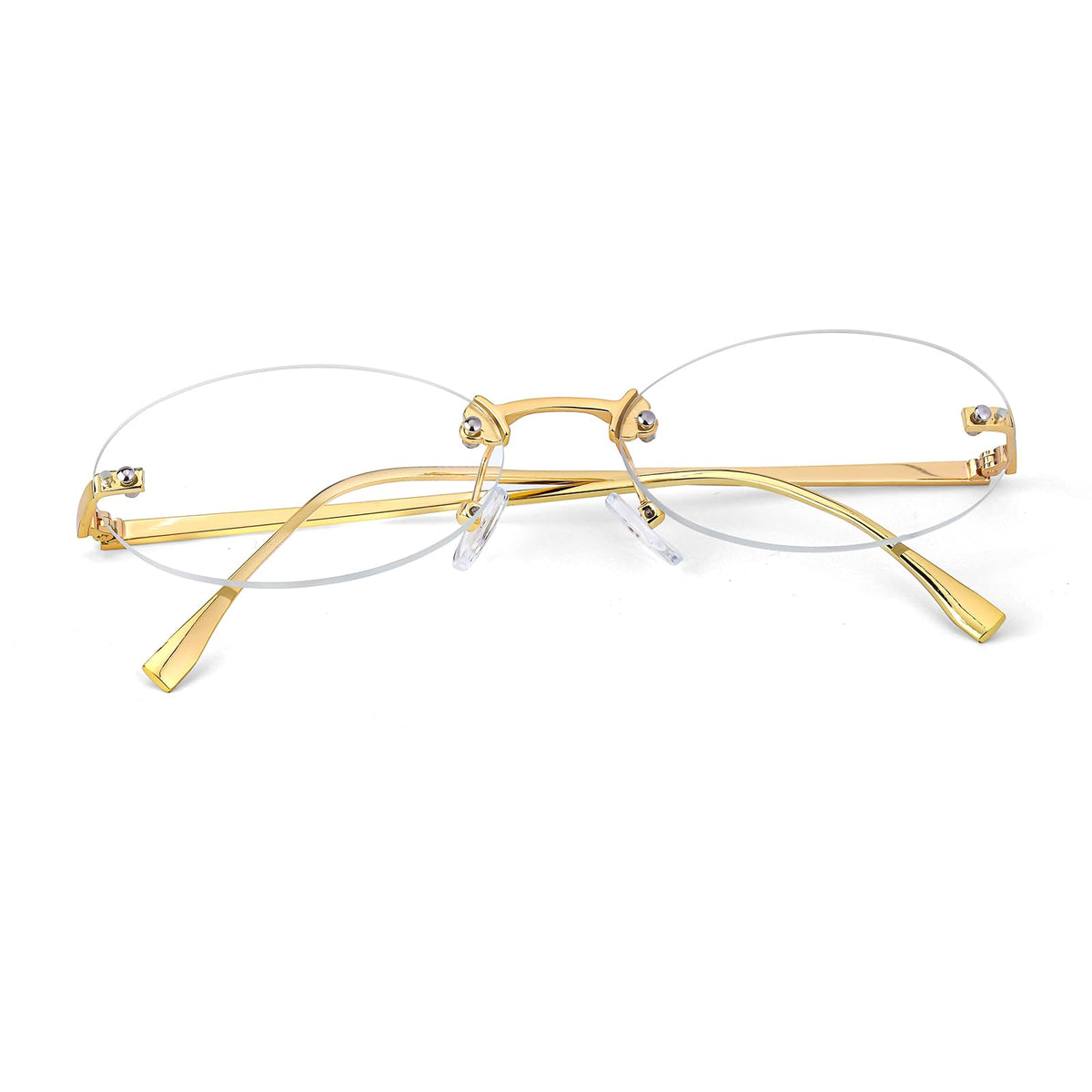 IGnaef Fashion Non Prescription Fake Glasses for Women Blue Light Blocking Oval Frameless IF6303