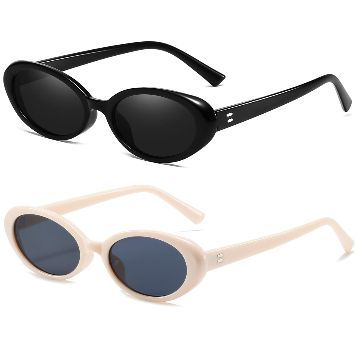 Breaksun Retro Oval Sunglasses for Women Men Fashion Small Oval Sunglasses 90s Vintage Shades