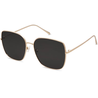 SOJOS Trendy Oversized Square Metal Frame Sunglasses for Women Men SJ1146