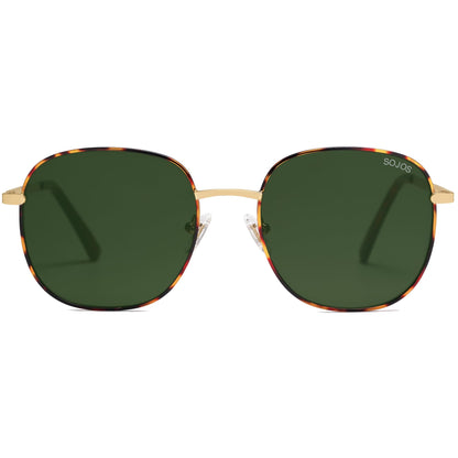 SOJOS Classic Trendy Square Sunglasses for Women Men Cute Big Frame Gold Shades SJ1137