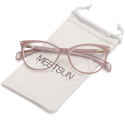 MEETSUN Non Prescription Glasses Frames For Women，Retro Cateye Fake Eyeglasses HD Clear Lens