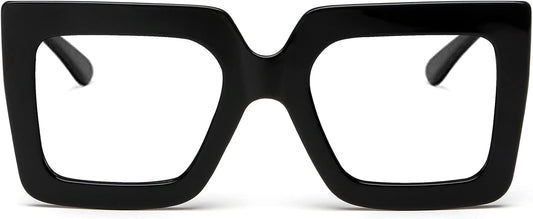 AIEYEZO Oversized Square Blue Light Glasses for Women Cute Big Frame Glasses Fashion Clear Multi-Color Computer Eyewear