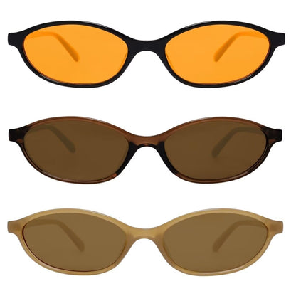 GUVIVI Retro Oval Sunglasses for Women 90s Cat Eye Shades UV protection