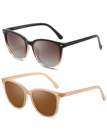 FIMILU 2 Packs Sunglasses for Women Polarized UV400 Protection Lens Big Frame Fashion Glasses Trendy Stylish Shade