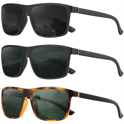 KALIYADI Polarized Sunglasses for Men and Women, Mens Sun Glasses with UV Protection for Driving Fishing Golf (3 Packs)