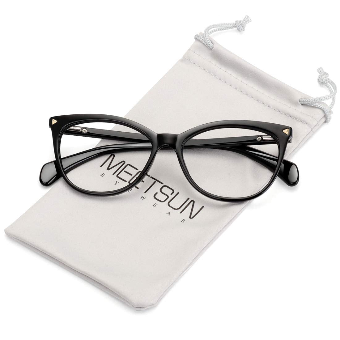 MEETSUN Non Prescription Glasses Frames For Women，Retro Cateye Fake Eyeglasses HD Clear Lens