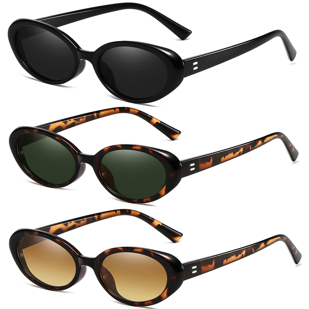 Breaksun Retro Oval Sunglasses for Women Men Fashion Small Oval Sunglasses 90s Vintage Shades
