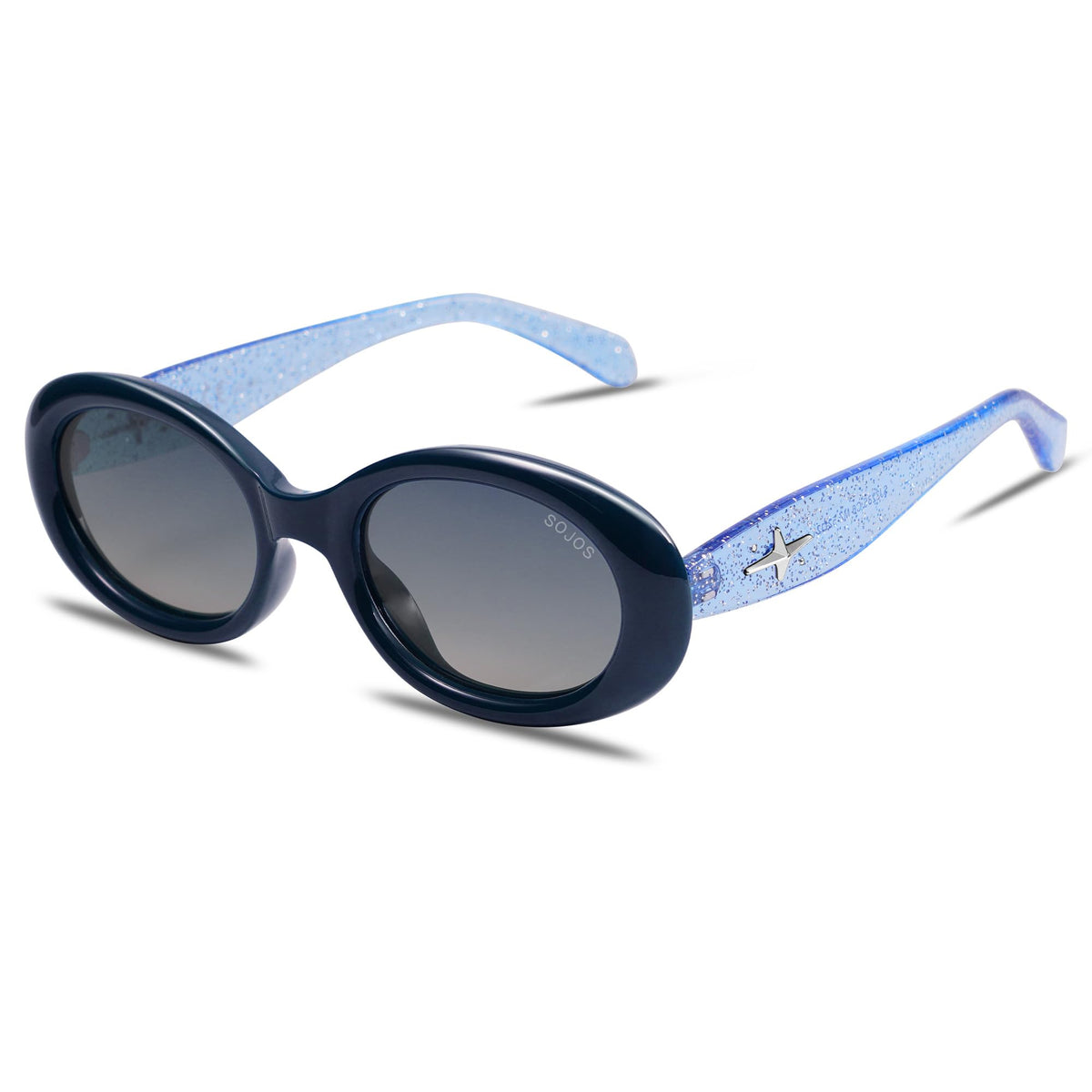 SOJOS Retro Oval Polarized Sunglasses for Women Men 90s Vintage UV400 Protection Tiny Sun Glasses SJ2286