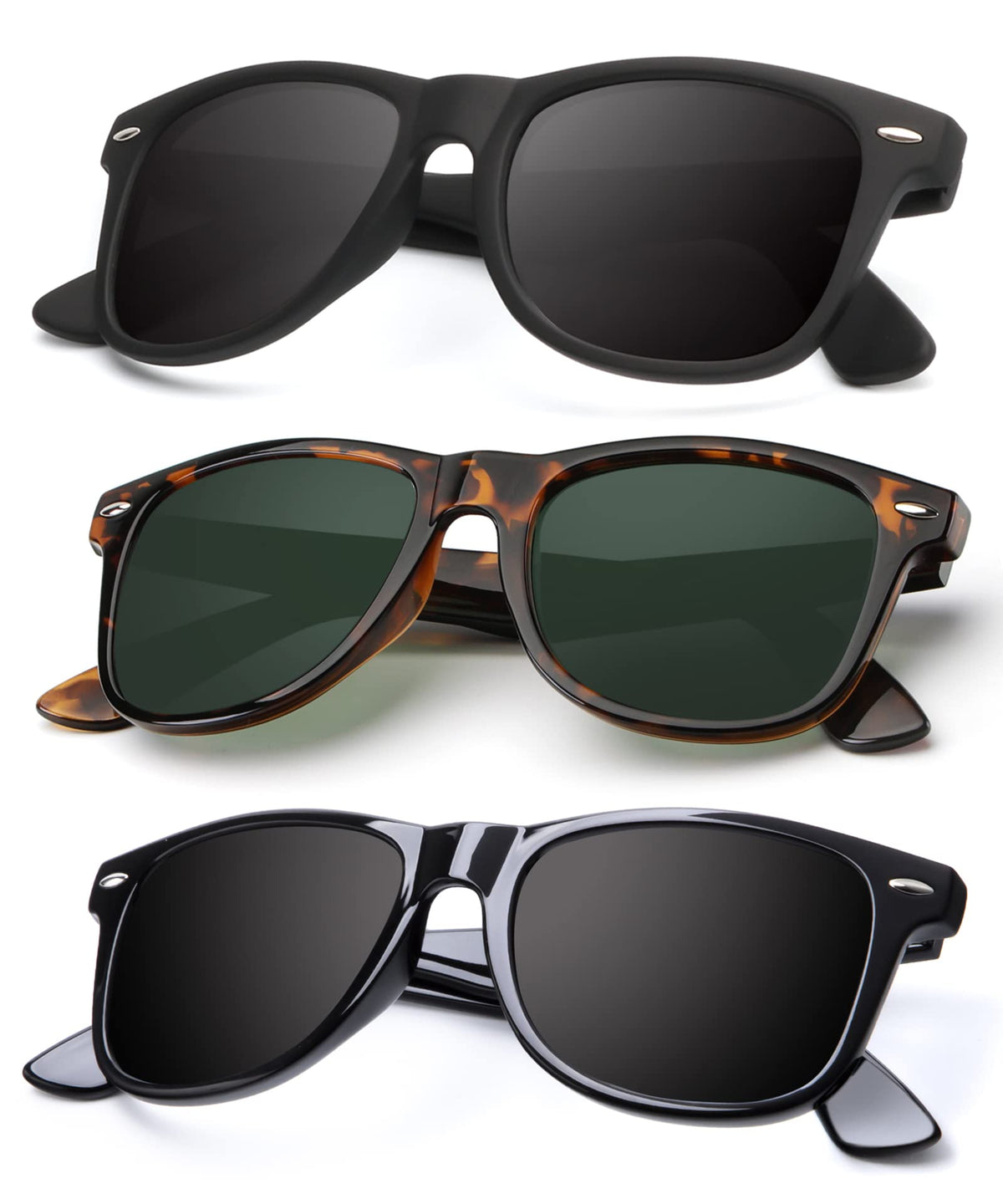 KALIYADI Polarized Sunglasses for Men and Women Matte Finish Sun glasses Color Mirror Lens UV Blocking (3 Pack)