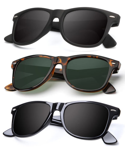 KALIYADI Polarized Sunglasses for Men and Women Matte Finish Sun glasses Color Mirror Lens UV Blocking (3 Pack)