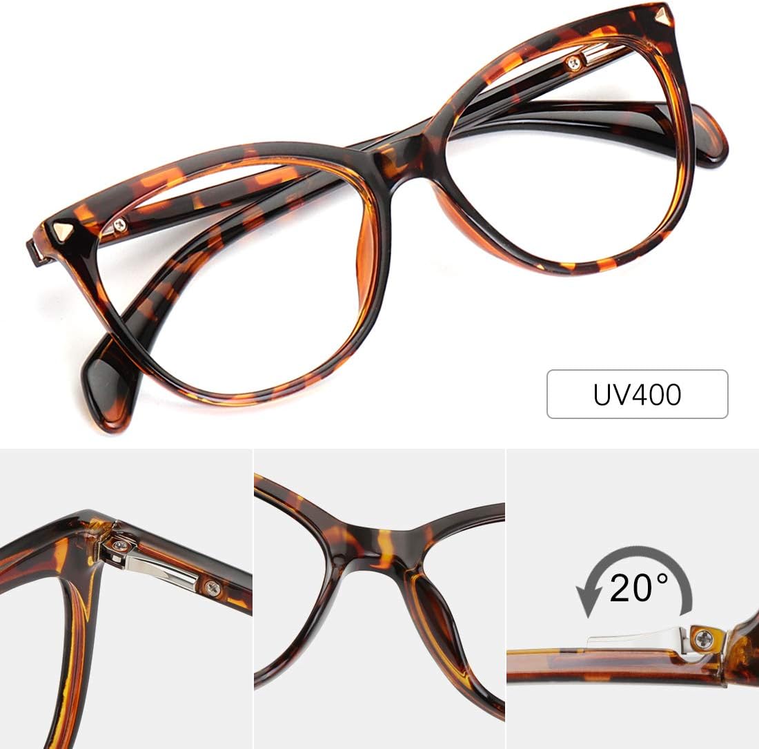 MEETSUN Non Prescription Glasses Frames For Women，Retro Cateye Fake Eyeglasses HD Clear Lens