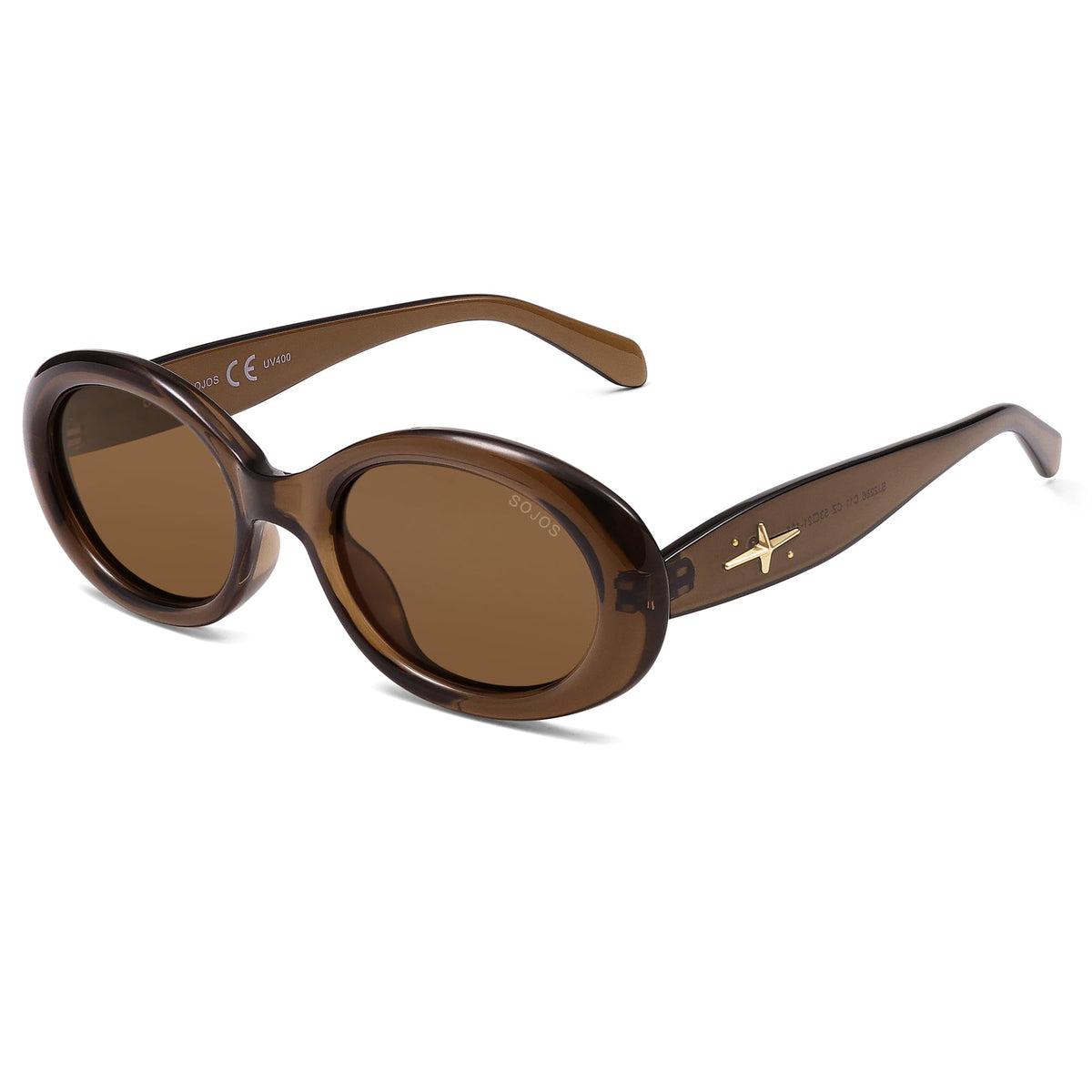 SOJOS Retro Oval Polarized Sunglasses for Women Men 90s Vintage UV400 Protection Tiny Sun Glasses SJ2286