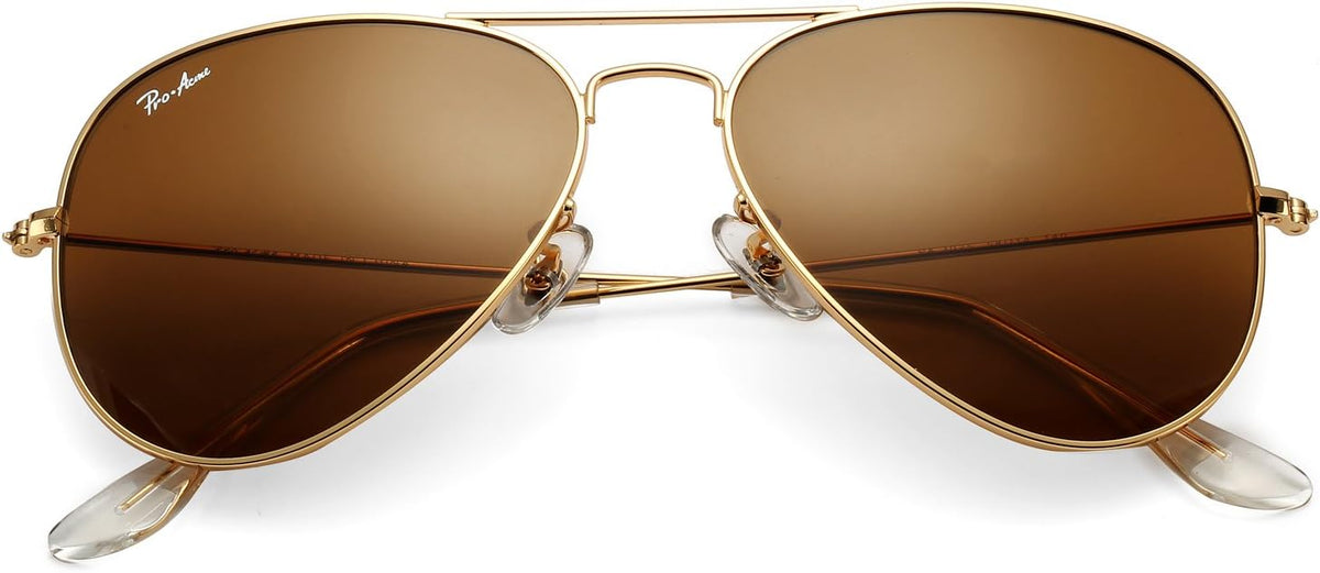 Pro Acme Classic Aviator Sunglasses Glass Lens Metal UV400 for Men Women