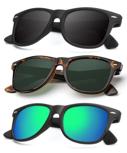 KALIYADI Polarized Sunglasses for Men and Women Matte Finish Sun glasses Color Mirror Lens UV Blocking (3 Pack)