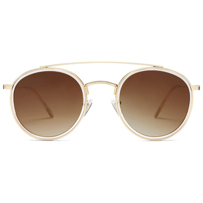 SOJOS Retro Vintage Round Polarized Sunglasses for Women Men Double Bridge Circle Sunnies SJ1104
