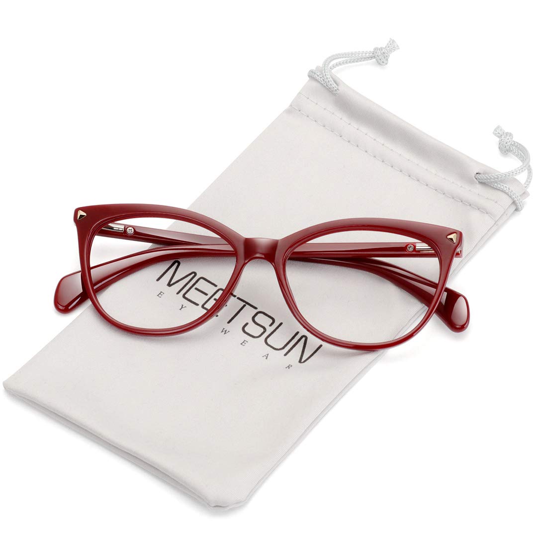 MEETSUN Non Prescription Glasses Frames For Women，Retro Cateye Fake Eyeglasses HD Clear Lens