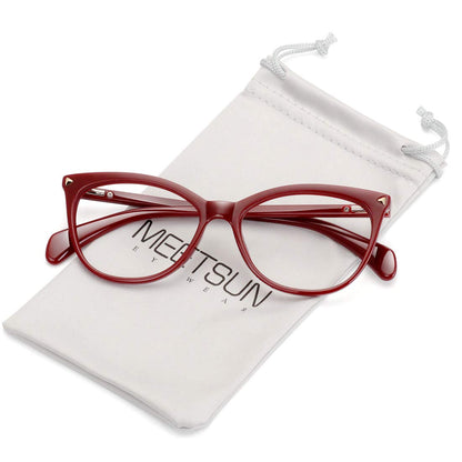 MEETSUN Non Prescription Glasses Frames For Women，Retro Cateye Fake Eyeglasses HD Clear Lens