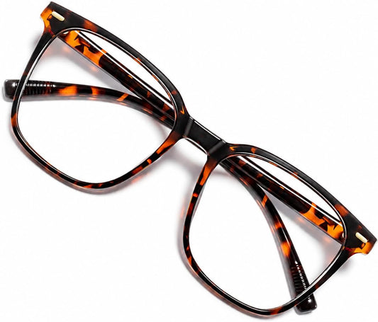 Oversized Square Blue Light Blocking Glasses for Women Men, Anti-Fatigue Computer Monitor Glasses Reduce Eye Strain