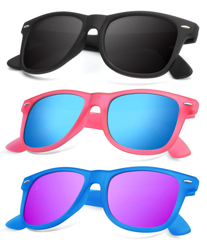 KALIYADI Polarized Sunglasses for Men and Women Matte Finish Sun glasses Color Mirror Lens UV Blocking (3 Pack)