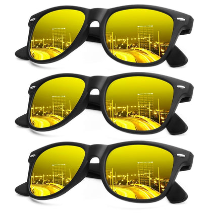 KALIYADI Polarized Sunglasses for Men and Women Matte Finish Sun glasses Color Mirror Lens UV Blocking (3 Pack)