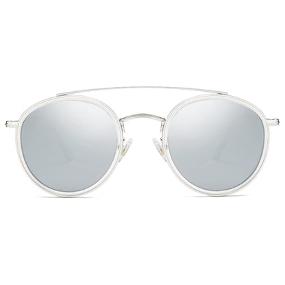 SOJOS Retro Vintage Round Polarized Sunglasses for Women Men Double Bridge Circle Sunnies SJ1104