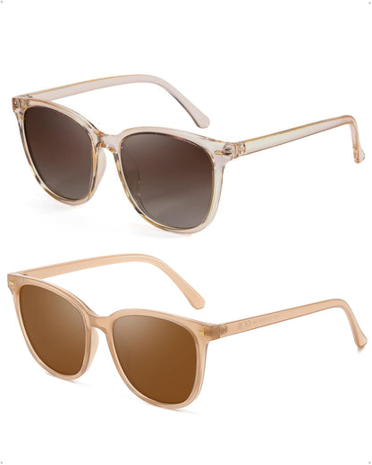FIMILU 2 Packs Sunglasses for Women Polarized UV400 Protection Lens Big Frame Fashion Glasses Trendy Stylish Shade