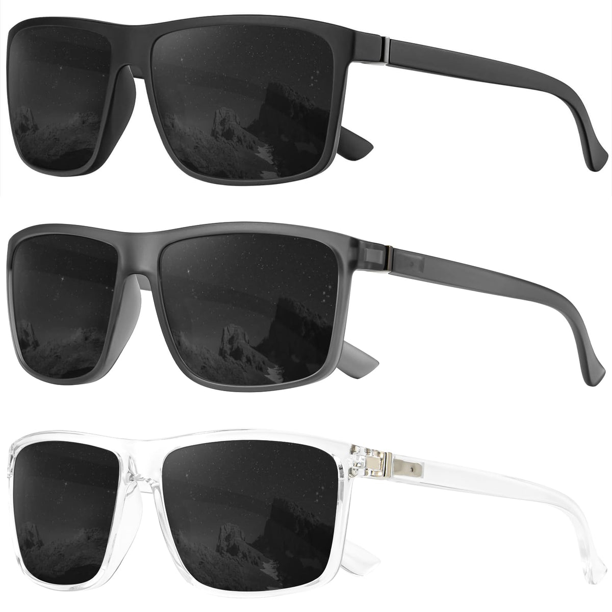 KALIYADI Polarized Sunglasses for Men and Women, Mens Sun Glasses with UV Protection for Driving Fishing Golf (3 Packs)