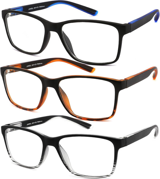 3 Pack Reading Glasses for Men Blue Light Blocking with Spring Hinge
