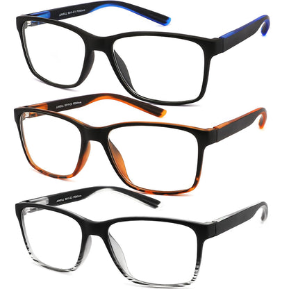 3 Pack Reading Glasses for Men Blue Light Blocking with Spring Hinge