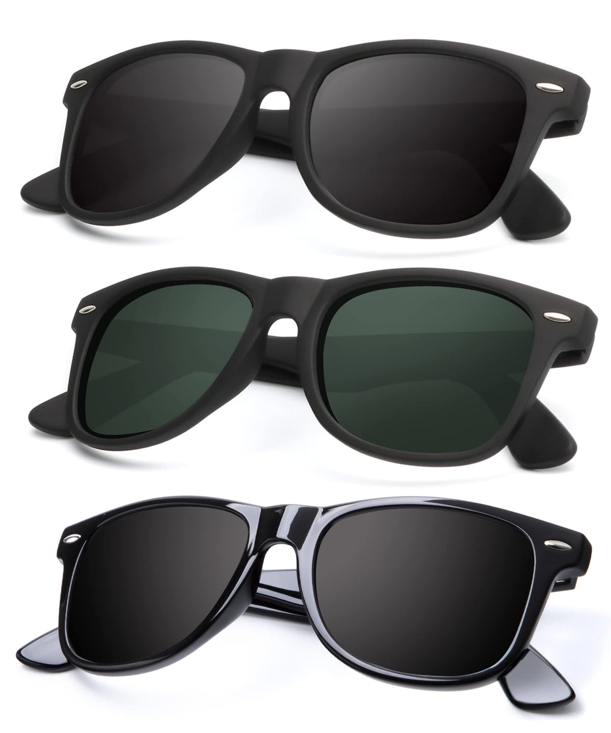 KALIYADI Polarized Sunglasses for Men and Women Matte Finish Sun glasses Color Mirror Lens UV Blocking (3 Pack)