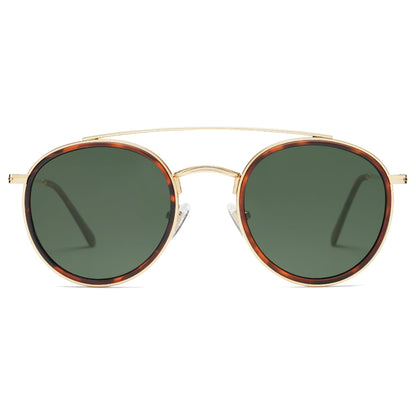 SOJOS Retro Vintage Round Polarized Sunglasses for Women Men Double Bridge Circle Sunnies SJ1104